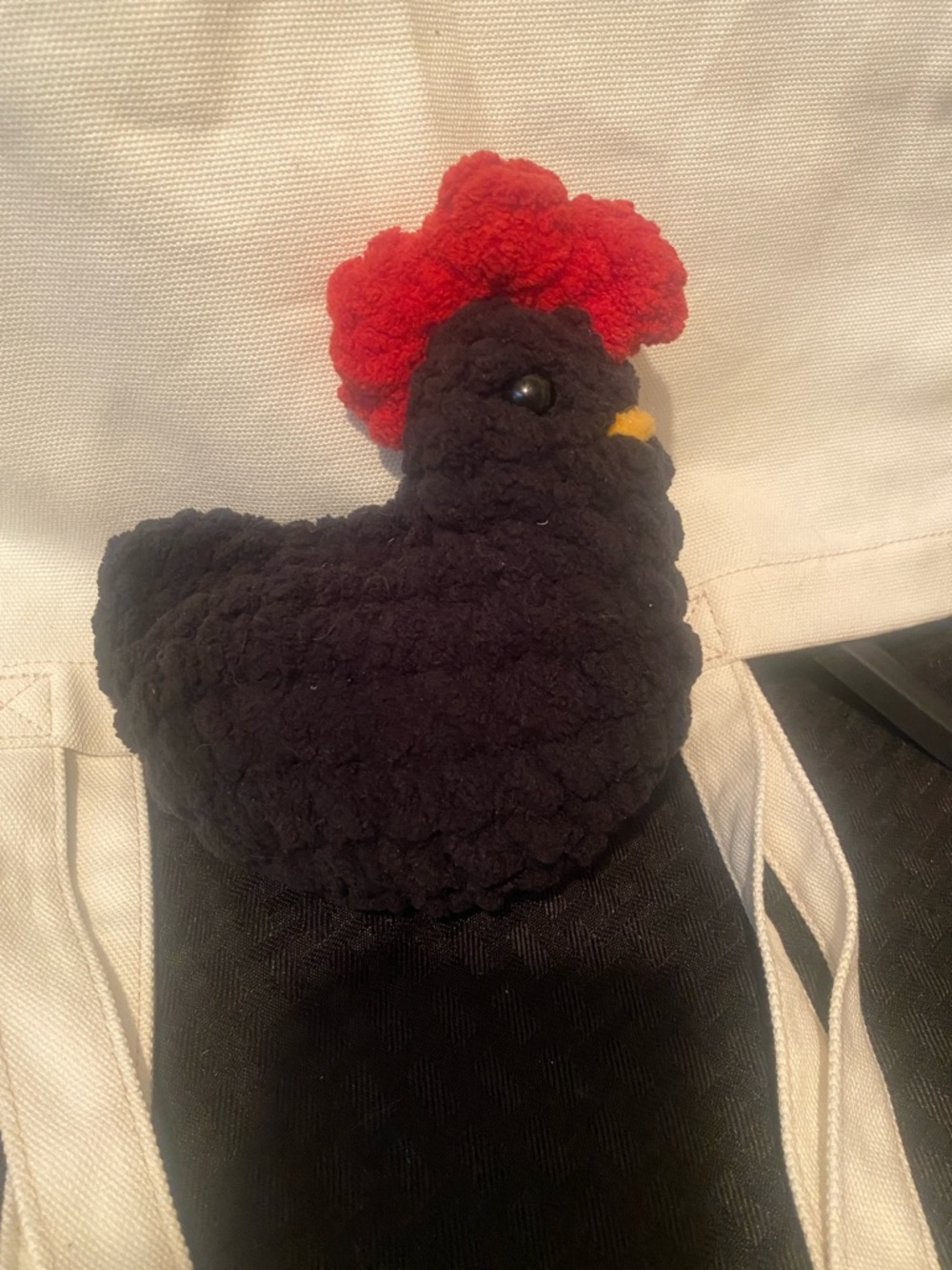 Hand crafted Plush Black & Red Rooster Bird plush 5”